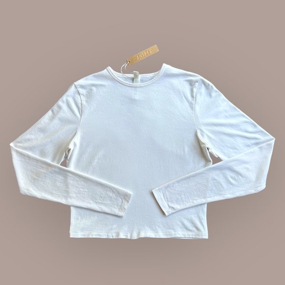 SKIMS Tops - NWT SKIMS Cotton Jersey Long Sleeve T-Shirt, Bone, Size Extra Small